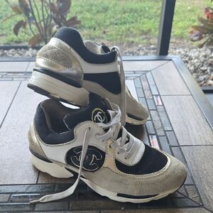 CHANEL Black and Gold Athletic Shoes